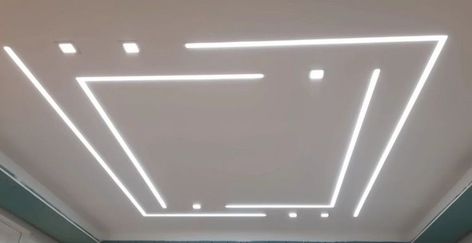 Celling Design Led Profile, Profile Light Bedroom Ceiling Design, Led Profile Light Ceiling Design, Bedroom False Ceiling Design With Profile Light, Profile Lights Ceiling Design, Pop False Ceiling Design Profile Light, Pop Seling Design Hall, Profile Light Celling Design, Pop Profile Light Design For Bedroom