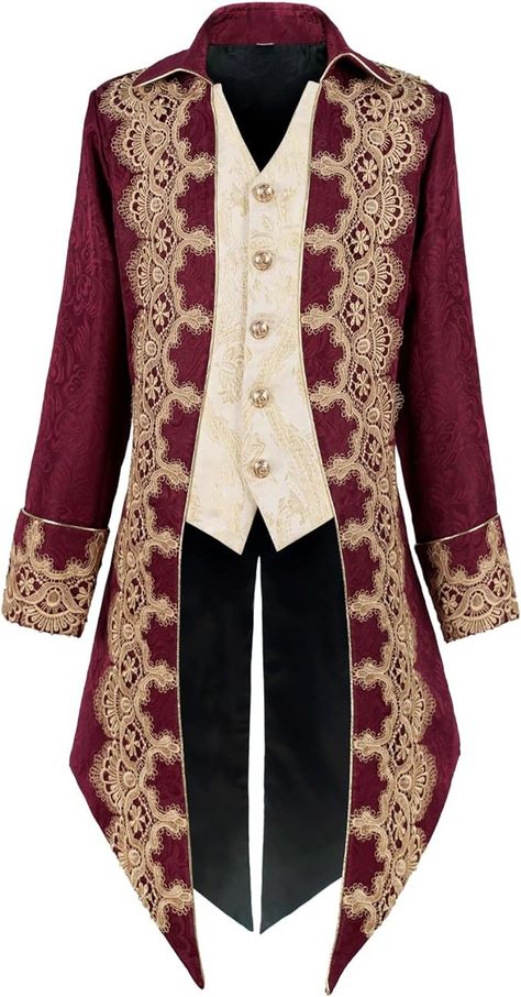 Amazon.com: Taamlou Men's Medieval Tailcoat Jacket Embroidery Vintage Gothic Steampunk Tuxedo(YT2303,4XL) : Clothing, Shoes & Jewelry Gothic Tuxedo, Medieval Jacket, Medieval Coat, Men Steampunk, Steampunk Medieval, Victorian Jacket, Medieval Steampunk, Steampunk Jacket, Frock Coat