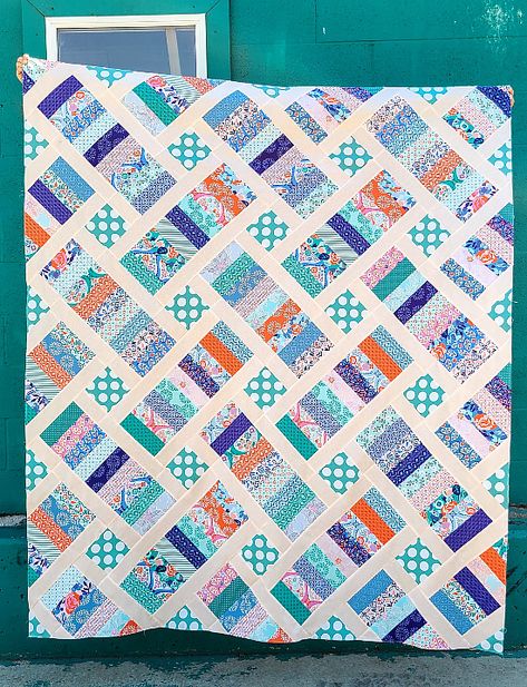 Iris Quilt, Erica Taylor, Teal Quilt, Quilting Digest, Strip Piecing, Finished Quilts, Rustic Fabric, Jelly Roll Quilt Patterns, Fat Quarter Quilt