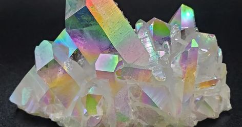 Opal Aura Quartz, Opal Crystal Aesthetic, Tinkerbell Room, Motorcycle Reference, Fantasy Crystal, Aura Rainbow, Crystal Photography, Aura Quartz Cluster, Rainbow Aura Quartz