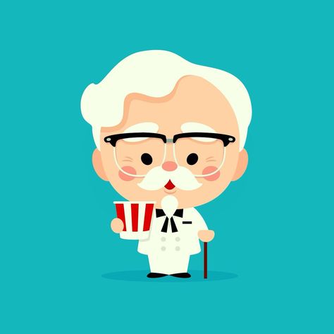 National Fried Chicken Day, Jerrod Maruyama, Colonel Sanders, Illustration Art Design, Geek Art, Wooden Dolls, Classic Films, Classic Tv, Freelance Illustrator