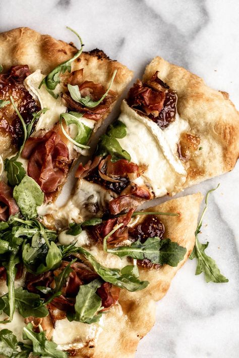 Speck & Brie Pizza with Fig Jam — Cooking with Cocktail Rings Pizza With Fig Jam, Fig Jam Pizza, Brie Pizza, Simple Pizza, Fig Jam Recipe, Holiday Appetizer, Fig Jam, Flatbread Pizza, Easy Pizza