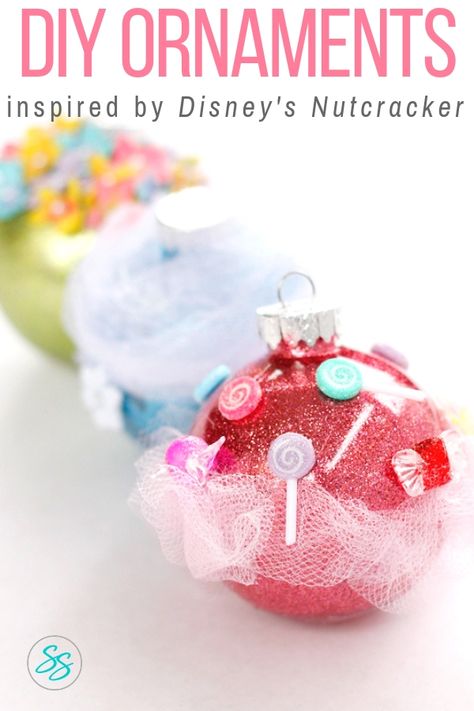 Create these easy DIY Nutcracker inspired ornaments based on the film Disney's Nutcracker and the Four Realms. #disneysnutcracker #diy #diyornaments #diyholiday #diychristmas #disneychristmas #nutcrackerornaments #diynutcrackerornaments The Nutcracker And The Four Realms Art, Nutcracker Ballet Ornaments Diy, Nutcracker Christmas Ornaments Diy, Nutcracker Ornaments Diy Kids, Nutcracker Diy Ornaments, Nutcracker Ballet Crafts, Nutcracker Fundraiser, Diy Nutcracker Ornament, Nutcracker Ornaments Diy