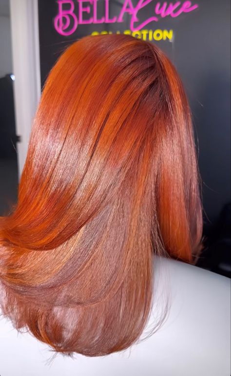 Ginger Hair With Honey Blonde Highlights, Dye And Silk Press, Hair Color Combos Black Women, Intense Copper Hair, Brown And Ginger Hair, Reddish Orange Hair, Ginger Ombre Hair, Golden Ginger Hair, Ginger Natural Hair