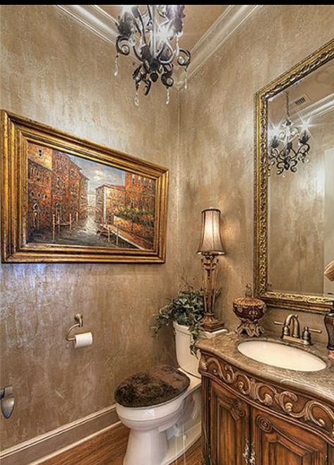 Tuscan Bathroom Ideas, Tuscan Bathroom Decor, Tuscan Bathroom, Tuscany Decor, Tuscan Decor, Powder Room Decor, Mediterranean Home Decor, Tuscan House, Rustic Bathrooms