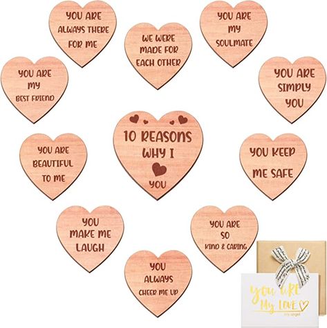 Valentine Gift Set: you will get Valentine's gifts for him including 11 pieces 10 romantic reasons of my love for you printed on it, such as [YOU ARE ALWAYS THERE FOR ME], [YOU ARE SIMPLY YOU], [YOU ARE SO KIND AND CARING], and other warm words, including 1 piece bow box, 1 piece greeting card and 1 piece envelope Valentine's Gifts For Him, 100 Reasons Why I Love You, Wooden Anniversary Gift, Love You Boyfriend, Letter For Him, Reasons I Love You, Diy Easter Gifts, Reasons Why I Love You, Why I Love Him