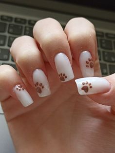 Paw Print Nails, Elegant Touch Nails, Gel Nail Art Designs, Cute Simple Nails, Gel Nails Diy, Pretty Nail Art Designs, Nails Only, Long Square Acrylic Nails, Sparkle Nails