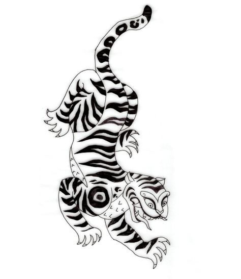 Korean Tiger Drawing, Tattoo Korean, Korean Tiger, Tibetan Tattoo, Art Tigre, Korean Illustration, Traditional Tattoo Old School, Tiger Drawing, Tiger Illustration