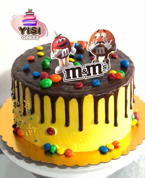 M&m Birthday Cake Ideas, M & M Cake, M M Cake Birthday, M M Cake Ideas, Mnm Cake, Cakes For Teenagers, M&m Cake, Chocolate Drip Cake, Elegant Birthday Cakes