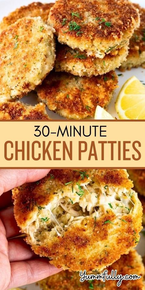 Got leftover rotisserie chicken? Turn it into deliciously cheesy chicken patties. This 10-minute prep time recipe turns ordinary chicken into delightful patties you can use to make chicken burgers, or eat as they are with a side of rice, potatoes, or salad! Meals With Leftover Rotisserie Chicken, Shredded Chicken Patties Recipes, Chicken Paddies, Crispy Chicken Patties, Recipe For Leftover Chicken, Rotisserie Chicken Recipes Leftover Keto, What To Make With Leftover Chicken, What To Do With Rotisserie Chicken, Canned Chicken Patties