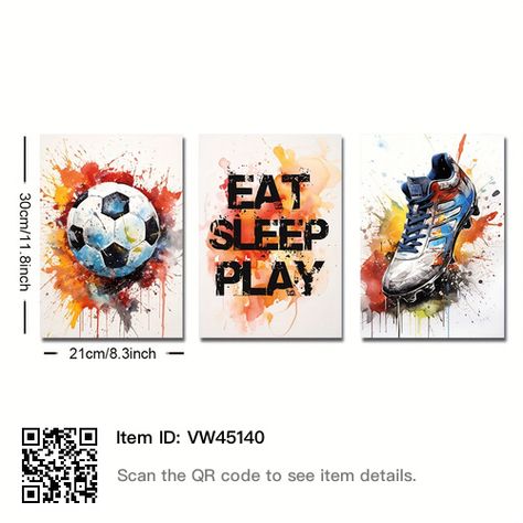 Football Paintings, Football Prints, Graffiti Canvas Art, Soccer Wall Art, Graffiti Pictures, Art Football, Football Wall Art, Bedroom Games, Playroom Wall Decor