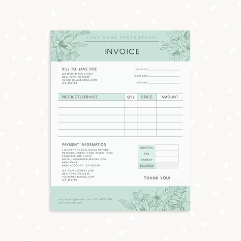 Photography Invoice Template, Photography Invoice, Service Table, Invoice Example, Quotation Format, Graphic Design Cv, Invoice Design Template, Craft Market Display, Digital Advertising Design