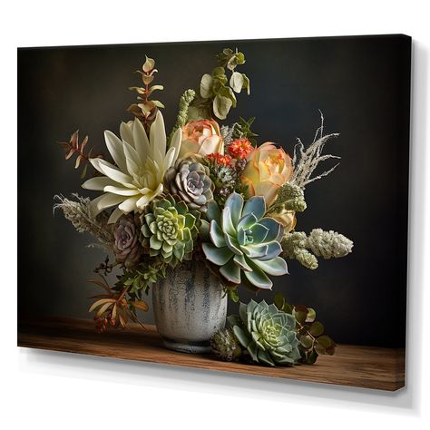 Succulent Wall Art, Succulent Bouquet, Living Room Orange, Succulent Wall, Art Living Room, Picture Frame Wall, Unique Aesthetic, Flower Pictures, Floater Frames