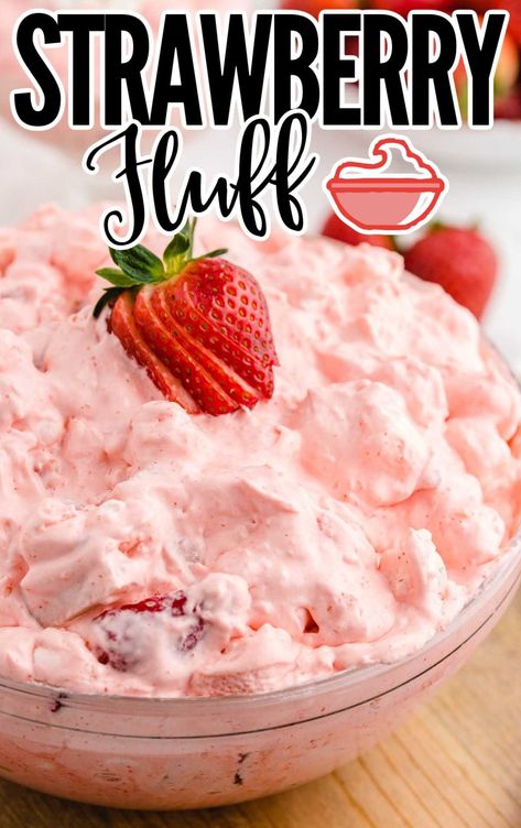 Strawberry Fluff - The Best Blog Recipes Frozen Pumpkin Pie Recipe, Frozen Pumpkin Pie, Fluff Salad Recipes, Strawberry Fluff, Jello Flavors, Flavored Marshmallows, Frozen Pumpkin, Fluff Recipe, Fluff Desserts