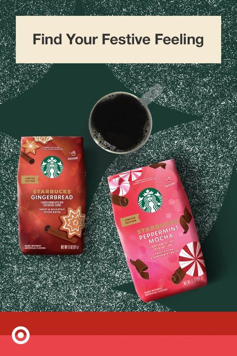 Add a little joy to your coffee cup with delicious, holiday-themed flavors. Enjoy merry moments in every sip with your favorite coffee drinks. Get limited-edition Starbucks Coffee items at Target. Coffee Items, Starbucks Peppermint Mocha, Food Gift Baskets, Mocha Coffee, Classic Margarita, Love Theme, Homemade Coffee, Roasted Coffee Beans, Peppermint Mocha