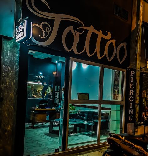 Tattoo Parlor Aesthetic, Parlor Aesthetic, Parker Aesthetic, Tattoo Parlor, One Percent, Tattoo Parlors, Inner World, Studio Ideas, Blue Decor