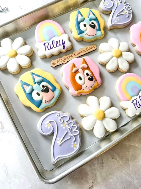 Bluey Cookies, Third Birthday Girl, Bluey Birthday Party, Bluey Party, Party Cookies, Bluey Birthday, Birthday Inspo, Third Birthday, Childrens Party