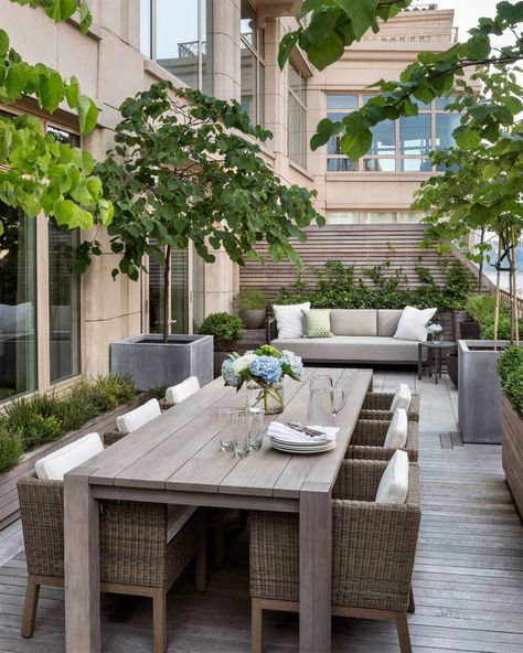 Upper West Side Terrace I - Transitional - Deck - New York - by Gunn Landscape Architecture | Houzz Design Per Patio, Apartment Balcony Garden, Upper West Side, Terrace Design, Building A Deck, Outdoor Wood, Roof Terrace, Roof Garden, Rooftop Terrace