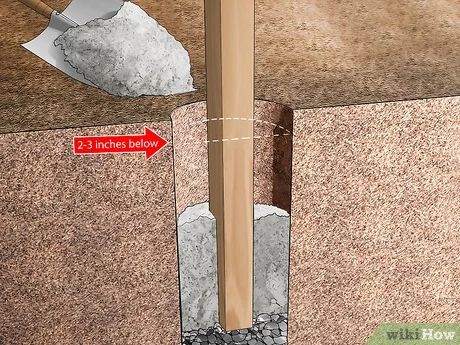 How to Cement a Post in the Ground: 9 Steps (with Pictures) How To Put Posts In The Ground, How To Install Wood Fence Panels, Setting Fence Posts, Hammock Posts, Desert Yard, Raising Cows, Concrete Fence Posts, Wood Fence Post, Diy Backyard Fence