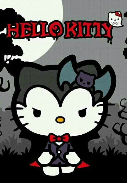 Hello Dracula Hello Kitty Vampire, Hello Kitty Wallpaper Black, Gangsta Hello Kitty, Hello Kitty Halloween Wallpaper, Halloween Desktop Wallpaper, Kitty Tattoos, Hello Kitty Tattoos, Charmmy Kitty, Hello Kitty Images