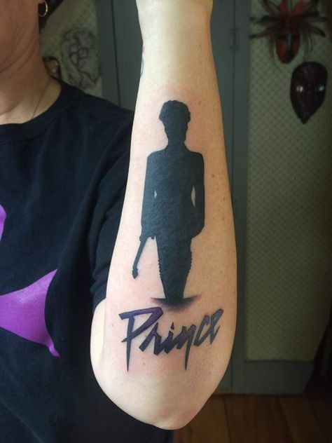 Prince Tatt Prince Tattoo Ideas, Prince Guitar, Musician Tattoo, Paisley Tattoos, Prince Tattoo, Prince Symbol, Prince Tattoos, Tribute Tattoos, Purple Icon