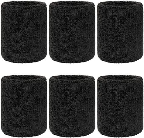 The sweat bands are made from cotton and spandex Dimensions: 8 x 8 cm, but stretchable to accommodate The wrist sweatbands are great for any sports like Football, Basketball, etc or exercises, running, stretching, weight lifting etc Suitable for both hand and machine washing Comes with 6 bands in black Sweat Bands, Girls Coats, Sports Tennis, Jackets Women, Men Trousers, Sport Tennis, Wristbands, Sports Illustrated, Shirts Blouses