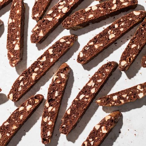 Chocolate-Hazelnut Biscotti | America's Test Kitchen Chocolate Hazelnut Biscotti Recipe, Chocolate Hazelnut Biscotti, Mandel Bread, Chocolate Biscotti Recipe, Orange Biscotti, Hazelnut Biscotti, Hazelnut Recipes, Chocolate Biscotti, Giant Chocolate Chip Cookie