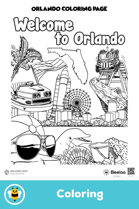 Advanced orlando-themed coloring page for kids ages 7 and up. Featuring: Orlando, florida Orlando Activities, Crafts And Activities For Kids, Unit Study, Printable Crafts, Printable Activities, Worksheets For Kids, Screen Time, Orlando Florida, Coloring For Kids