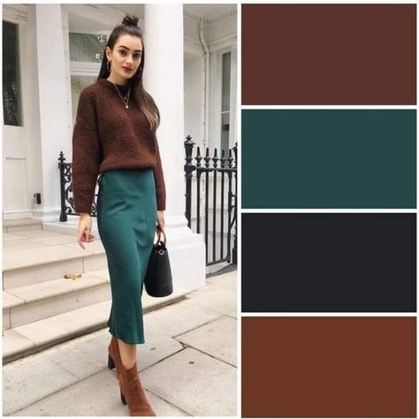 Teal Green Outfits For Women, Autumn Color Palette Fashion, Deep Winter Palette, Mode Ab 50, Deep Autumn Color Palette, Teal Outfits, Dark Green Pants, Teal Fashion, Green Color Combinations