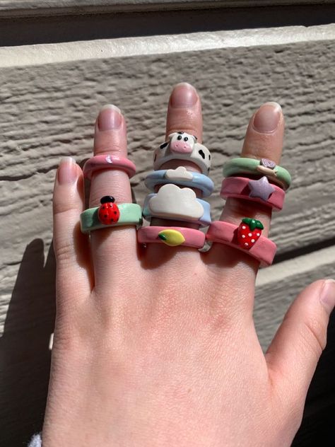 Fimo Ring, Diy Clay Rings, Polymer Clay Rings, Clay Products, Polymer Clay Ring, Clay Ring, Clay Rings, Keramik Design, Polymer Clay Jewelry Diy