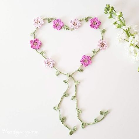 HVERDAGSMAGI: Midsummer floral headband, crochet pattern Crochet Flower Hair Garland, Crochet Hair Garland, Crochet Flower Vine Pattern, Crochet Floral Garland Free Pattern, Crochet Flower Crown Pattern, Crochet Floral Headband, Crochet Flower Vine Pattern Free, Crochet Flower Crown Pattern Free, Crochet Flower Headband Pattern Free