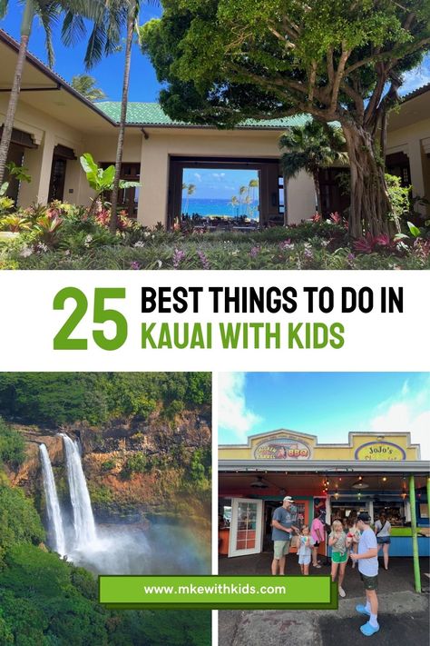 Make every moment count in Kauai! 🌈🐢 Explore our top 25 kid-approved activities for a family trip that's as thrilling as it is memorable. #KauaiFun #TravelWithKids Kauai With Kids, Hanalei Bay Kauai, Grand Hyatt Kauai, Things To Do In Kauai, Kilauea Lighthouse, Na Pali Coast, Poipu Beach, Hanalei Bay, Waimea Canyon