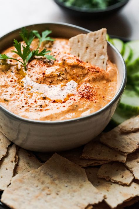 Roasted Veggie Dip, Feta Roasted Red Pepper Dip, Roasted Red Pepper Appetizer, Roasted Red Pepper Feta Dip, Pita Dip, Red Pepper Feta Dip, Gourmet Dips, Vegetarian Tapas, Veggie Dips