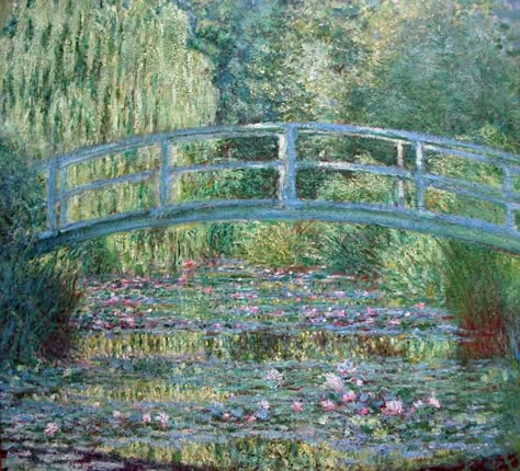 Le bassin aux nymphéas, harmonie verte, peinture de Claude Monet. Water Lily Pond Monet, Waterlily Pond, Ronin Samurai, Japanese Bridge, Claude Monet Water Lilies, Bridge Painting, Claude Monet Paintings, Water Lily Pond, Claude Monet Art