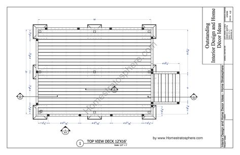 12x16 Deck with Stairs Plan_Page_04 Stairs Plan, Deck With Stairs, Floating Deck Plans, Free Deck Plans, Beach House Deck, Deck Design Plans, Wood Deck Railing, Outdoor Woodworking Plans, Deck Building Plans