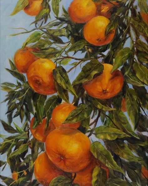 Floridai mézes mandarin. By Alla Vasilkova ukrán művész. Link Painting, Funky Posters, Tree Orange, Citrus Tree, Lemon Painting, Art Studio Room, Lemon Art, Canvas Drawings, Interior Painting