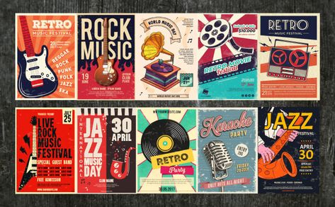 Are You Looking for a Amazing Retro Music, Party, Event, Festival Flyer or Retro Vintage Poster, That Everyone Make to Promote Your Event ? You Are on the Right Place! TOP QUALITY | TOP RATED | TIMELESS | LOW PRICE Retro Vintage Poster Will Never Go Out of Style . People Will Attract for a Retro Vintage Classic Type Poster More Than Common Poster. Music Festival Party, World Music Day, Retro Style Posters, Type Poster, Music Poster Ideas, Festival Flyer, Music Festival Poster, Nostalgic Art, Musica Rock