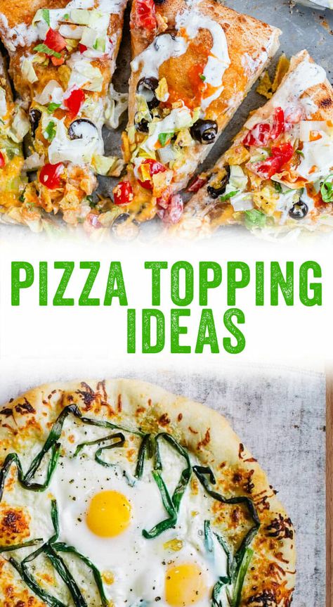 Ready for pizza night? Here are the tastiest pizza topping ideas to top your dough, from simple margherita to zesty taco pizza.﻿ #pizza #pizzatoppings #homemadepizza #toppings Simple Pizza Toppings, Pizza Topping Ideas, Pizza Toppings Combinations, Pizza Taco, Best Pizza Dough Recipe, Pizza Vegana, Creative Pizza, Breakfast Pizza Recipe, Pizza Topping