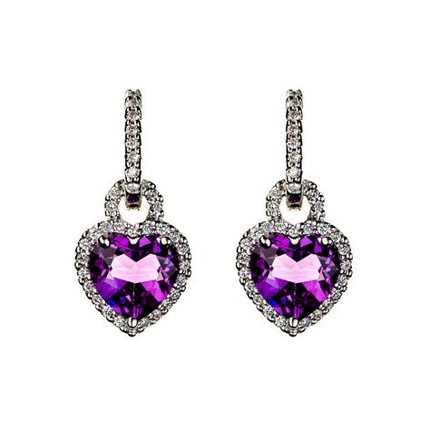 Jenny Perl Heart Shaped Amethyst Diamond Earring Enhancers ($1,650) ❤ liked on Polyvore Heart Shaped Amethyst, Purple Jewelry, Purple Love, Diamond Earring, Amethyst Jewelry, Purple Lilac, Purple Fashion, Dresses Shoes, Amethyst Stone