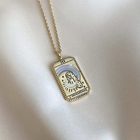 The Tarot Collection | Wanderlust + Co Tarot Necklace, Wanderlust And Co, Painted Rainbow, Golden Jewelry, Zodiac Pendant, The Lovers, Gold Choker Necklace, The Empress, Gold Choker