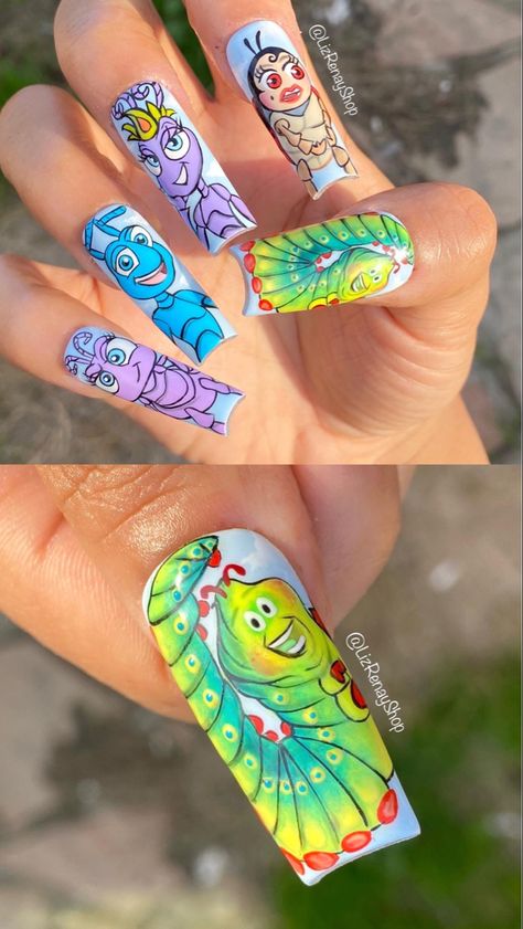 Disney Bugs Life, Bugs Life Nails, Character Nails, Bugs Life, Nail Stuff, A Bug's Life, Nails Polish, Disney Nails, A Bug