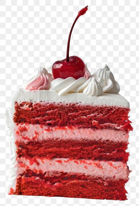 Red Velvet Cake Slice, Cake And Dessert, Cherry Topping, Cake Png, Red Png, Cake Slices, Slice Of Cake, Food Sculpture, Cake Slice