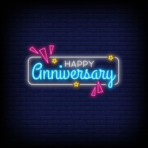 Happy anniversary neon signs Premium Vec... | Premium Vector #Freepik #vector #vintage #party #love #gift Happy Anniversary Lettering, Spongebob Time Cards, Happy Birthday Logo, Anniversary Letter, Happy Wedding Anniversary Wishes, Neon Signs Quotes, Happy Anniversary Wishes, Neon Quotes, Neon Sign Art