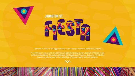 ‘Johnston St. Fiesta’ is the biggest Hispanic-Latin American Festival in Melbourne, Australia. In its 39th year, I was asked to create the event identity including posters, booklets and social media content among others. This festival celebrates the His… Latina Graphic Design, Graphic Design Theme, Latin Festival, Latin Design, Australia Logo, Event Identity, Spanish Festivals, Latin Party, Latin Culture