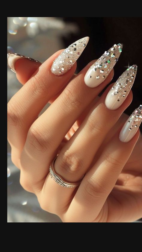 Prom Nail Designs, Bridal Nails Designs, Vegas Nails, Prom Nail, Prom Season, Graduation Nails, Glittery Nails, Formal Nails, Glamour Nails