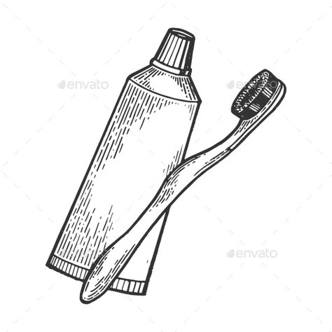 Toothbrush and Toothpaste Engraving Style Vector #Toothpaste, #Toothbrush, #Engraving, #Vector Toothbrush Drawing Sketch, Toothbrush Tattoo, Toothbrush Sketch, Toothpaste Drawing, Toothbrush Drawing, Olivia Art, Bathroom Pics, Toothbrush And Toothpaste, Brush Drawing