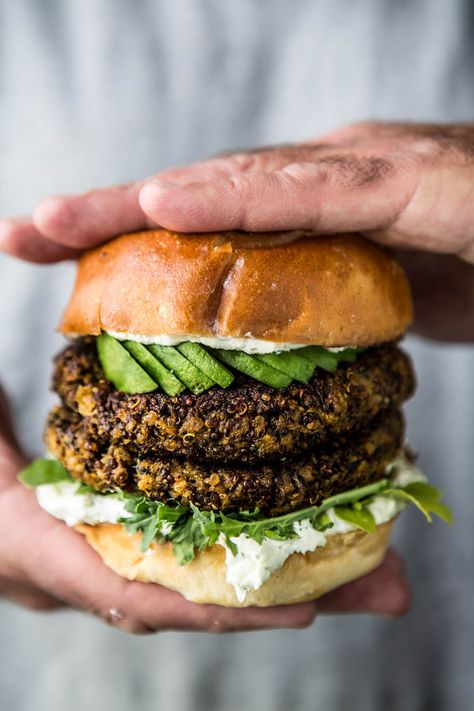 Roasted Zucchini Burgers with Garlic Whipped Feta | halfbakedharvest.com @hbharvest Garlic Whipped Feta, Zucchini Burgers, Burger Photography, Zucchini Burger, Roasted Zucchini, Roast Zucchini, Whipped Feta, Half Baked Harvest, Tea Sandwiches