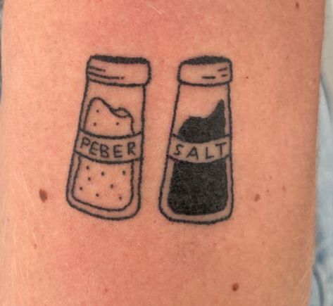 Salt And Pepper Tattoo, Worthy Tattoo, Pepper Tattoo, Salt Shaker, Matching Tattoos, Salt And Pepper Shaker, Salt And Pepper, Tatting, Tattoo Ideas