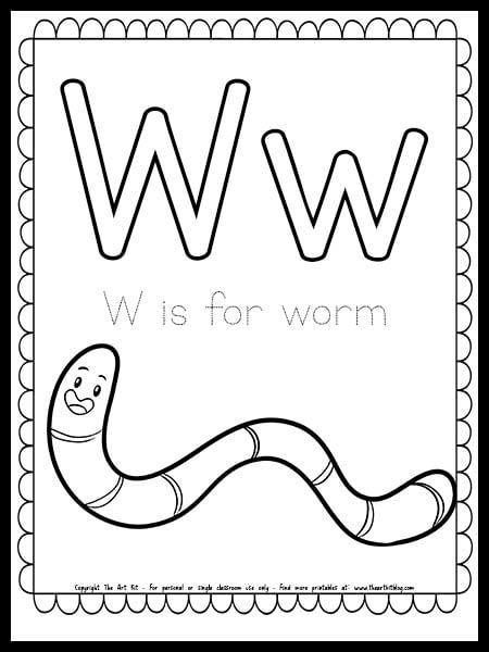 W Is For Worm, Worms Preschool, Letter W Crafts, Letter W Activities, Preschool Letter Crafts, Cute Letter, Spring Coloring Pages, Preschool Letters, Letters For Kids