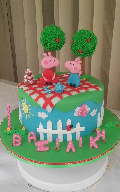 Peppa the pig cake. Greta Gris, Pig Cake, Cake Cookies, Fondant, Tart, Biscuits, Birthday Cake, Pastel, Cake